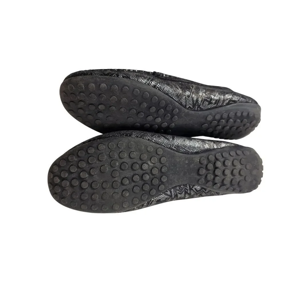 Vaneli Penny Loafer Shoe 9 M Black Metallic Aztec Slip On teacher career casual#